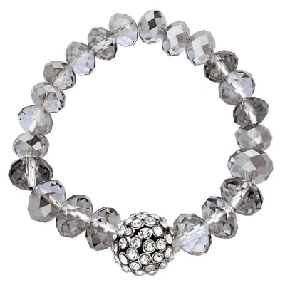 Behave - Armband met facet geslepen glas kralen en bolvormige kraal met transprante kristal steentjes