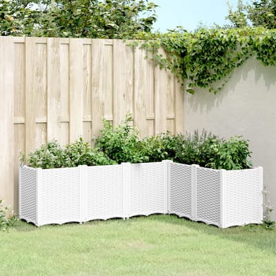 vidaXL - Plantenbak - 160x120x53 - cm - polypropeen - wit
