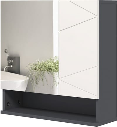 Kleankin spiegelkast - spaanplaat - glas - 55L x 17W x 55H cm - grijs