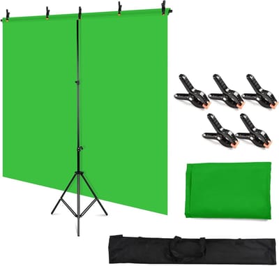 Professionele 5x7ft Achtergrond Fotografie Set met Verstelbare T-Vormige Stand en 5 Groene Klemmen voor Perfecte Opnames