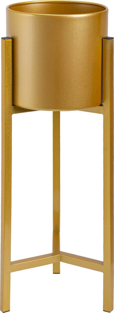 QUVIO Plantenstandaard binnen – Plantensteunen metaal - Plantenstandaard – Plantensteun – Bloempothouder – Plantenstandaard metaal – Binnen – Plantenrekken – Plantenhouders -22x22x60 cm – Metaal – Goud - S
