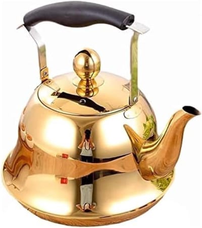 Waterkoker met Fluitje - Theeketel Roestvrij Staal - Water Koken - Universele Kookplaat Geschikt - 2L - Goud