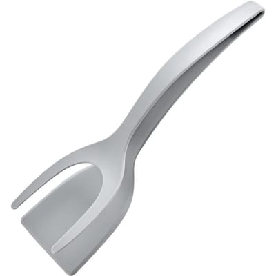 2-in-1 Grip en Flip Spatel Tang Steak Gebakken Eieren Pannenkoek Flipper Tang Veelzijdig Thuiskeuken grijs