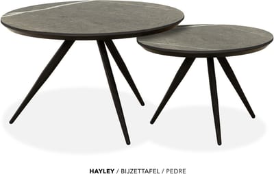 Maxfurn - Set van 2 ronde salontafels met verjongde rand | kleur: Pedra