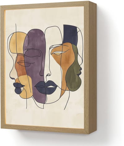 Wandlamp 30x40 cm - Oplaadbaar - Abstract - Overlappende gezichten - Paars - Donkergroen - Wandlampen binnen woonkamer - Slaapkamer lamp - Decoratieve nachtlamp - Vloerlamp draadloos