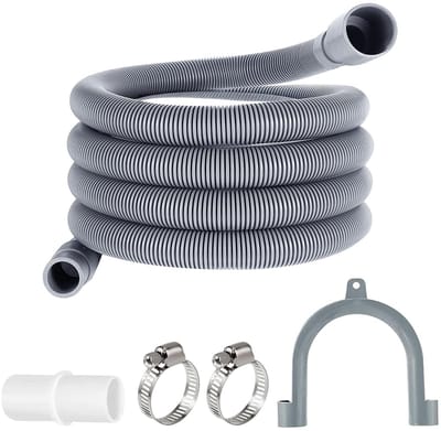 Dailygoods- Afvoerslang 2 m - Universele Afvoerslang - Afvoerslang Vaatwasser - Afvoerslang Wasmachine - Afvoerslang Droger - Roestvrijstalen Klemmen - Afvoerbuis