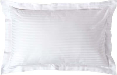 Homescapes kussensloop 48 x 74 cm Satijnen Streep met Opstaande Zoom - Wit 330 Draadtelling