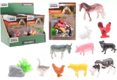 Johntoy boerderijdieren speelset kunststof speelgoed 12 stuks.