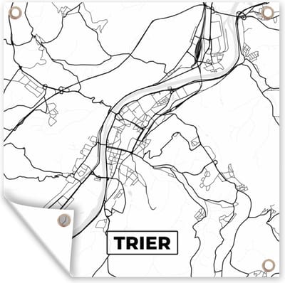 Tuin poster Kaart - Trier - Plattegrond - Stadskaart - 200x200 cm - Tuindoek