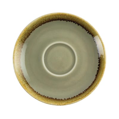Olympia Kiln cappuccinoschotels mosgroen 14cm - Schotels voor koffiekopjes 23cl
