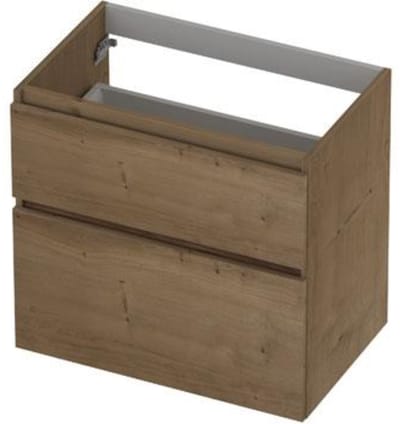 INK - Onderkast 2 Laden Greeploos Fineer Eiken met Houten Keerlijst A-symmetrisch - 700x450x650 Mm - Ash Grey Fineer