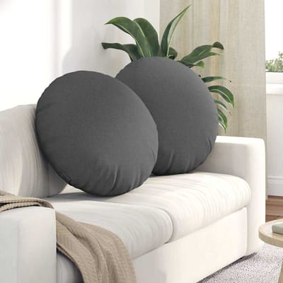 vidaXL - Zitkussens - 2 - st - Stof - Donkergrijs - Ø60 - x - 21 - cm