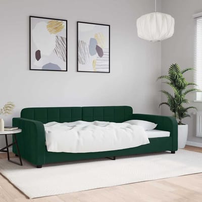 vidaXL - Slaapbank - 100x200 - cm - fluweel - donkergroen