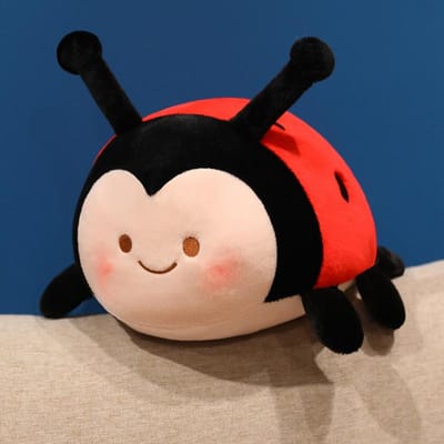 Nieuw Schattig Lieveheersbeestje Pluche Speelgoed Cartoon Zevenstippen Lieveheersbeestje Pop Kawaii Insect Rugzak Hanger Zacht Dier Knuffelkussen 13cm Pendant black