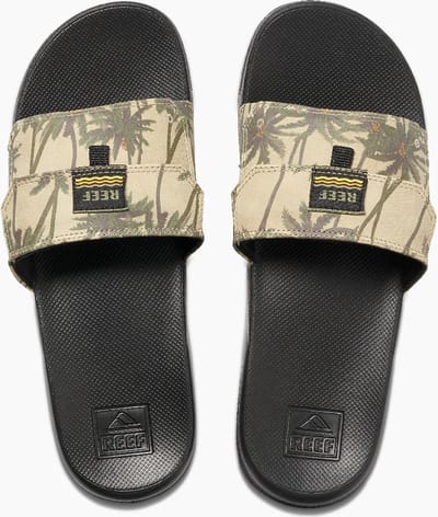 Reef Heren Stash Slide Slippers Tan Palm Maat US6 EU37.5