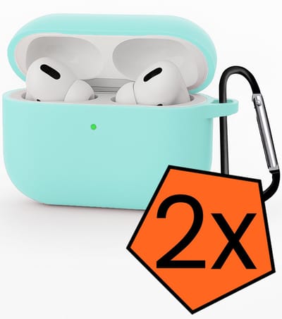 Hoesje - Geschikt voor Apple Airpods Pro 3 - met Clip - Siliconen Hoes - Silicone Case Cover - Mintgroen