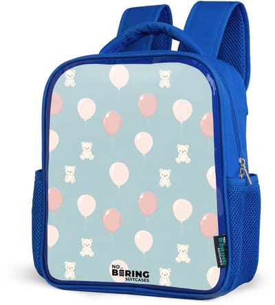 NoBoringSuitcases.com® - Rugzak blauw - Schooltas jongens - Beertjes in luchtballonnen tussen wolken en ballonnen - Kinder rugtas jongen - Boekentas kind - Kinderrugzak voor school - Schoolrugzak