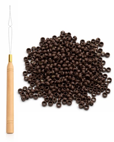 Guardian Beauty Nanoringen - met Loop Tool - 500 stuks - Donkerbruin - Voor Haar Extensions