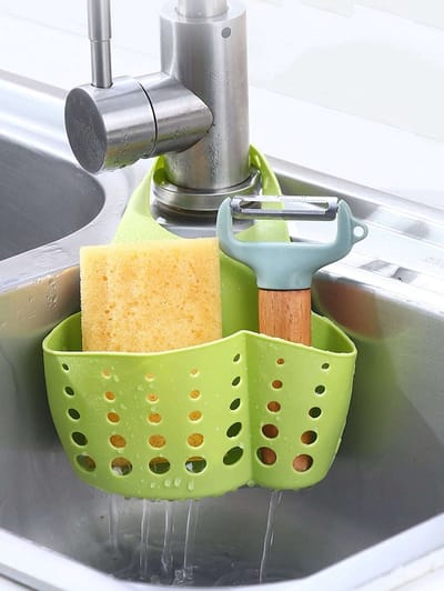 Waledano® Gootsteenorganiser Groen - Aanrecht organiser - Sponshouder - Gootsteen houder - Gootsteenzeef - Douche mandje - Wasbak Mandje