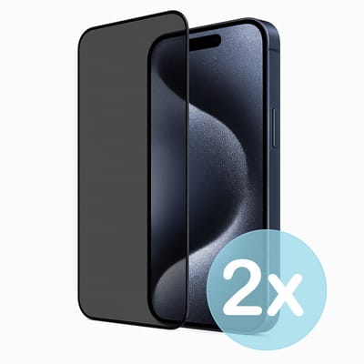 Privacy Screenprotector Geschikt voor iPhone 15 Pro – Anti-Gluren – Krasbestendig Gehard Glas 9H – Volledige Dekking – 2-Pack – FuturiQ