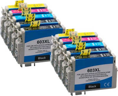 Set 10x ABC huismerk inkt cartridge geschikt voor Epson 603XL Epson Expression Home XP-2100 Epson Expression Home XP-2105 Epson Expression Home XP-3100 Epson Expression Home XP-3105 Epso