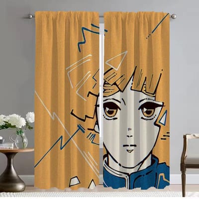 Demon Slayer Anti-muggen Gordijnen voor Woonkamer Verduisteringsgordijn Halloween Decoratie Scheidingsgordijnen 2 Stuks Shades W50xH70cmx2pcs-CL beige