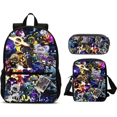 Murder Drones 3-delige Set Rugzak 47cm/18.5inch Rugzak met Grote Capaciteit Schoudertas Etui Boekentassen voor Jongens Meisje Beste Cadeau
