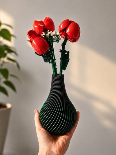 Spiraalvormige vaas – 3D-geprinte bloemenvaas | Paars gedraaid ontwerp | Moderne woondecoratie