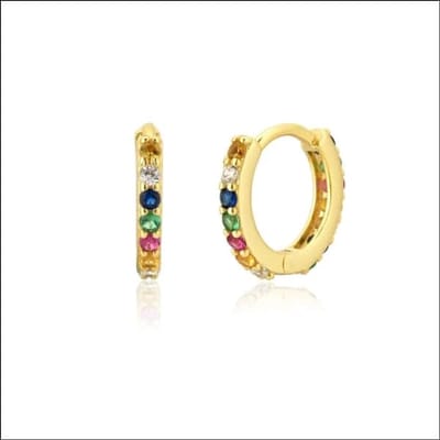 Aramat Jewels | Oorringen | 925 Zilveren Kleine Zirkonia Oorringen 9mm - Sprankelende Hoepels | Multikleur | |9mm | Zilver | Kinderen, Volwassenen | Verkleurd niet