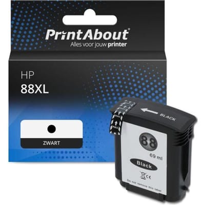 PrintAbout Inktcartridge 88XL (C9396AE) Zwart Hoge capaciteit geschikt voor HP