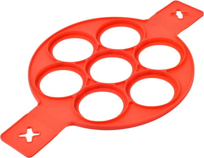 Siliconen Pannenkoekvorm – Anti-aanbak Bakvorm voor Mini Pannenkoeken & Eieren – Herbruikbare Keukenhulp – Rood – Ø 23 cm