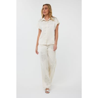 EsQualo Trousers Sequins Off White Größe: 34 | Ausgestellte Hosen Outlet | Damen | Weiß