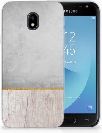 Back Cover voor Samsung Galaxy J3 2017 Bumper Hoesje Wood Concrete