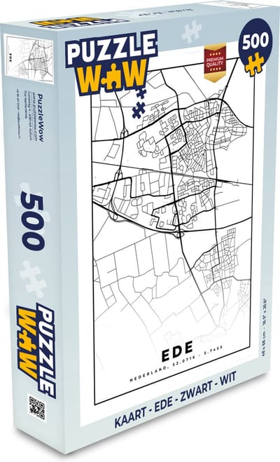 Puzzel Kaart - Ede - Zwart - Wit - Legpuzzel - Puzzel 500 stukjes