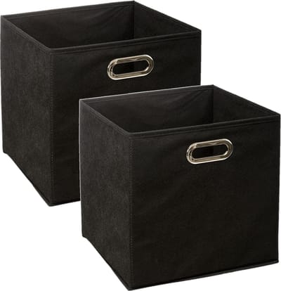 5Five Opbergmand / kastmand - Set van 2x stuks - zwart - linnen - 29 liter - 31 x 31 x 31 cm - Opbergbox - Vakkenkast manden