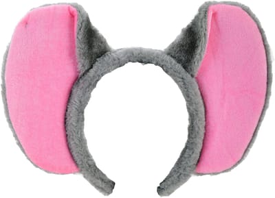Goodmark Verkleed diadeem olifanten oren - grijs/roze - kinderen en volwassenen - dieren haarband - dieren verkleedaccessoires
