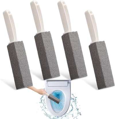 Verwijder dode huid met een 4-delige puimsteen set, inclusief plastic handvat, ideaal voor voetenverzorging, schoonmaken van toiletten en barbecue, keuken en badkamer.