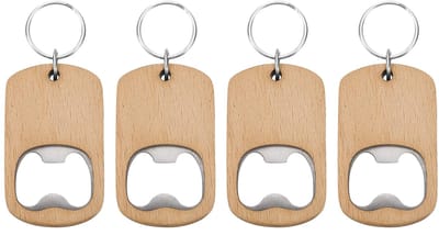 Flesopener, 6,6 inch, houten handvat, roestvrij staal, flessenopener, sleutelhanger, onafgewerkte houten sleutelketting, leeg voor keuken, bar, restaurant
