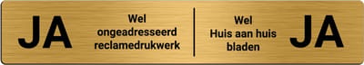 Brievenbusbordje Goud - JA / JA - 15 x 2,5 cm - ronde hoeken - incl. 3M-tape | Gratis Verzending | Decoporta