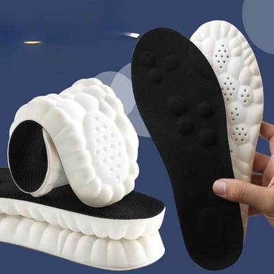 4D Latex Sport Inlegzolen Super Zachte Hoge Elasticiteit Schoen Pads Anti-pijn Deodorant Kussen Steunzool Hardloop Inlegzolen Voet Binnenzool 35 black