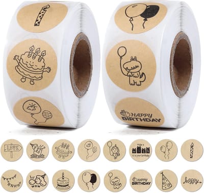 Kleurrijke Verjaardagsstickers - 1000 Zelfklevende Ronde Labels voor Cadeaus, Bakken en Feestdecoratie