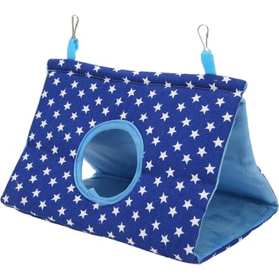 Vogel Hangende Tent Warme Driehoekige Comfortabele Papegaaien Slaapbed met Haken voor Grasparkieten Parkieten M M blue