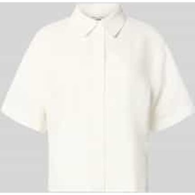 regular fit overhemdblouse van mix van katoen en linnen