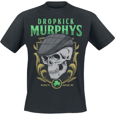 Dropkick Murphys T-shirt - Skelly Skull - M - voor Mannen - zwart