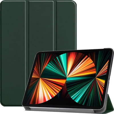 Hoes - Geschikt voor Apple iPad Pro (2021) - 11 inch - 3e generatie - Dun & Stevig - Trifold Bookcase - Hard Cover - Hardcover Book Case - Tablet Hoesje - Donkergroen