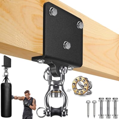 Houten bokszak hanger voor muur en plafond, zwaar belastbaar met 360° rotatie, ideaal voor boksen en Muay Thai training