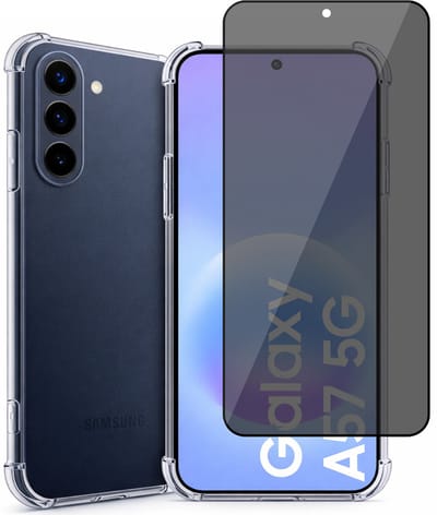 Hoesje geschikt voor Samsung Galaxy A57 – CrystalClear Back Cover – Schokbestendig – Privacy Screenprotector Full Cover
