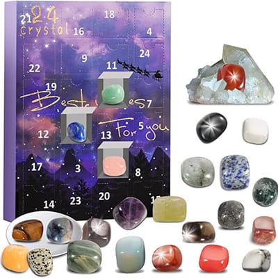 Adventskalender 2025 - Adventskalender voor kinderen - Kerstmis adventskalender - Kerstversiering - Mineralen en stenen-adventskalender - Aftellen naar verrassingen - 24 dagen - Kerstmis - Voor jongens - meisjes en geologie-enthousiastelingen