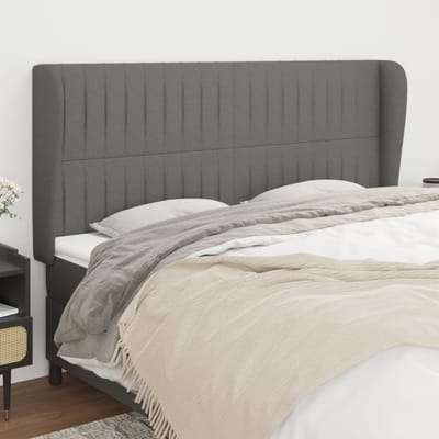 vidaXL - Hoofdbord - met - randen - 163x23x118/128 - cm - stof - donkergrijs