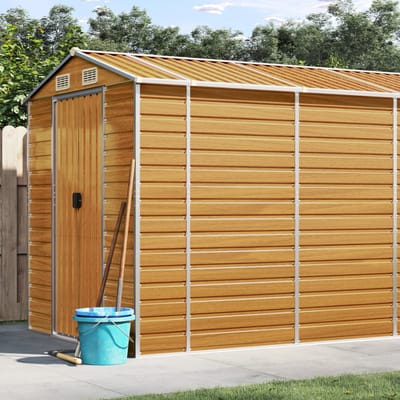vidaXL - Tuinschuur - 191x810x198 - cm - gegalvaniseerd - staal - lichtbruin